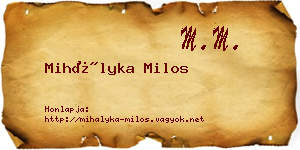 Mihályka Milos névjegykártya
